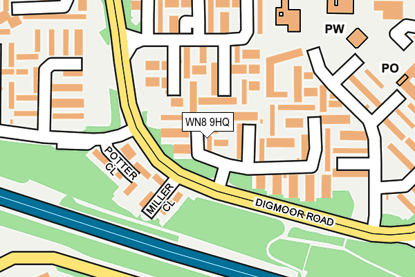 WN8 9HQ map - OS OpenMap – Local (Ordnance Survey)