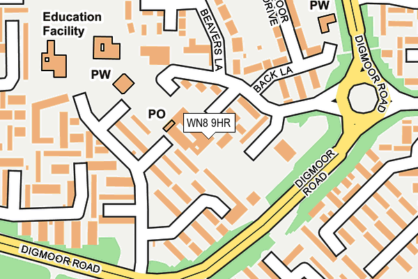 WN8 9HR map - OS OpenMap – Local (Ordnance Survey)