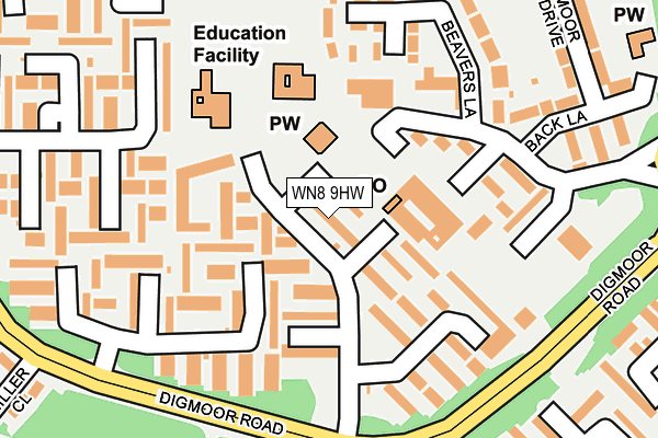 WN8 9HW map - OS OpenMap – Local (Ordnance Survey)