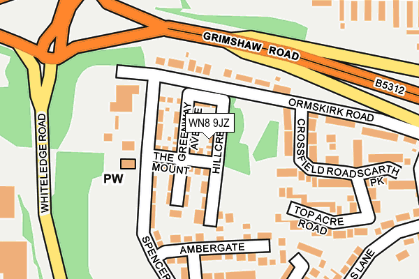 WN8 9JZ map - OS OpenMap – Local (Ordnance Survey)