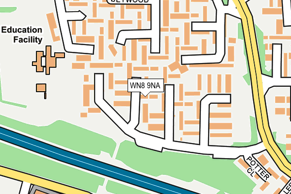 WN8 9NA map - OS OpenMap – Local (Ordnance Survey)