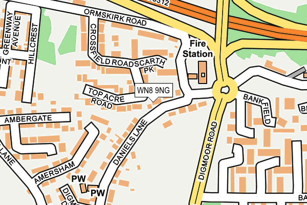 WN8 9NG map - OS OpenMap – Local (Ordnance Survey)
