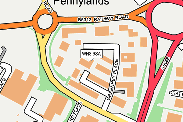 WN8 9SA map - OS OpenMap – Local (Ordnance Survey)