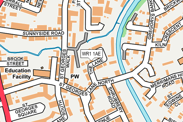 WR1 1AE map - OS OpenMap – Local (Ordnance Survey)