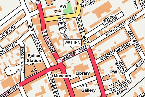 WR1 1HA map - OS OpenMap – Local (Ordnance Survey)