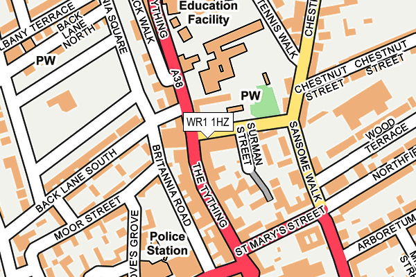 WR1 1HZ map - OS OpenMap – Local (Ordnance Survey)
