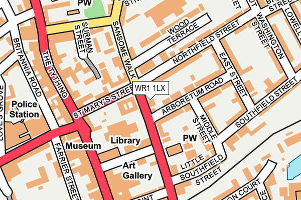 WR1 1LX map - OS OpenMap – Local (Ordnance Survey)
