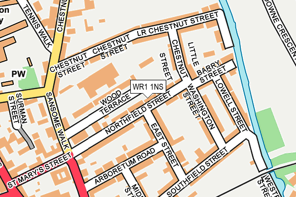 WR1 1NS map - OS OpenMap – Local (Ordnance Survey)