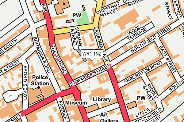 WR1 1NZ map - OS OpenMap – Local (Ordnance Survey)