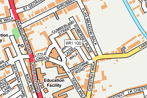WR1 1QD map - OS OpenMap – Local (Ordnance Survey)