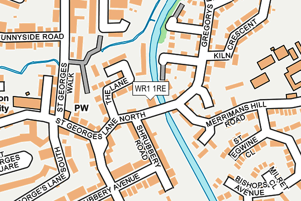 WR1 1RE map - OS OpenMap – Local (Ordnance Survey)