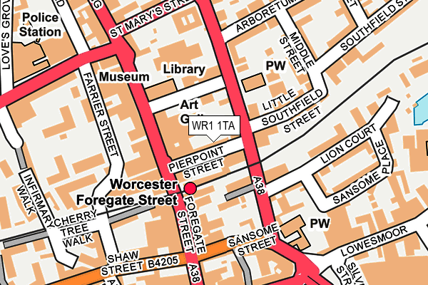 WR1 1TA map - OS OpenMap – Local (Ordnance Survey)