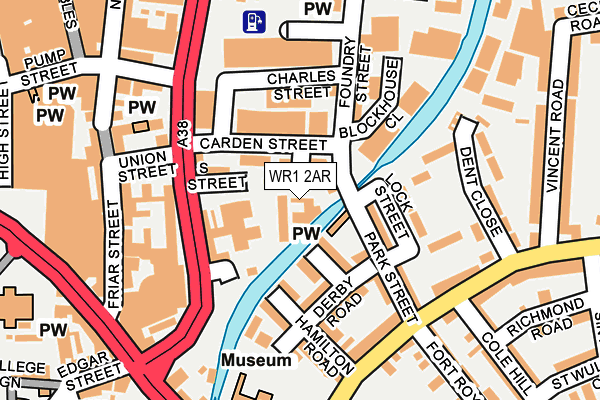 WR1 2AR map - OS OpenMap – Local (Ordnance Survey)