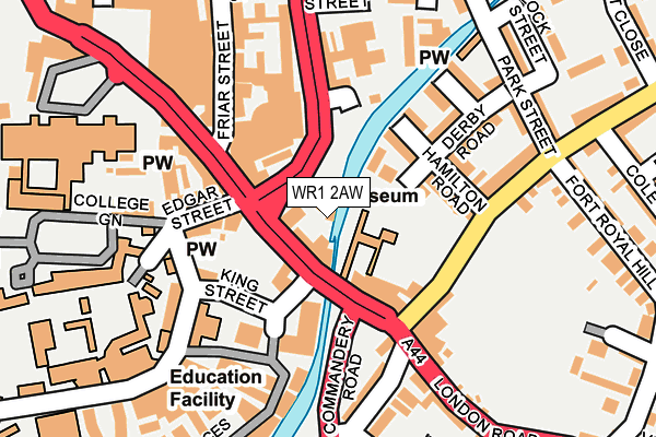 WR1 2AW map - OS OpenMap – Local (Ordnance Survey)