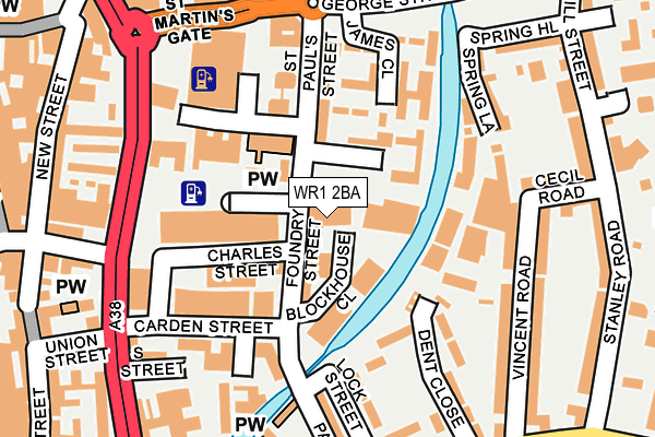 WR1 2BA map - OS OpenMap – Local (Ordnance Survey)
