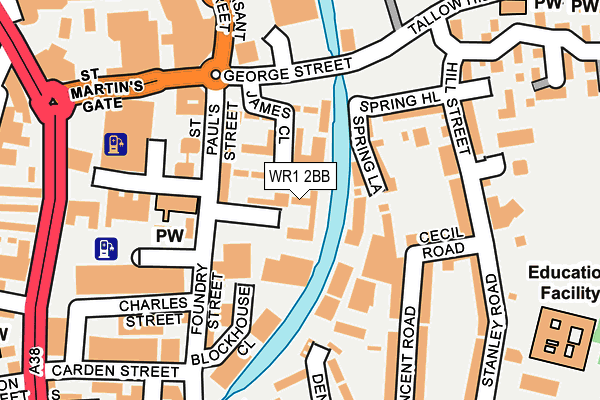 WR1 2BB map - OS OpenMap – Local (Ordnance Survey)