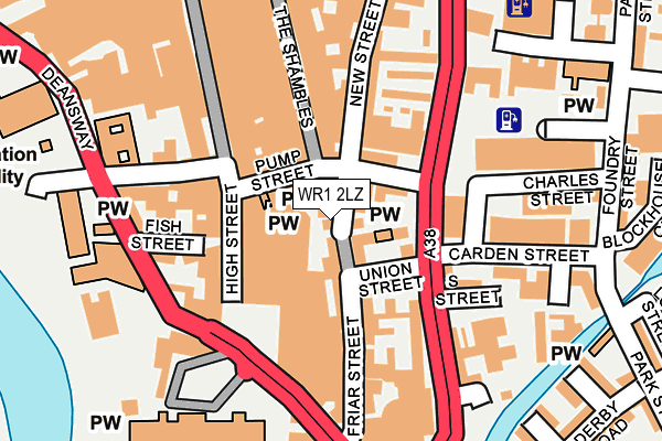 WR1 2LZ map - OS OpenMap – Local (Ordnance Survey)