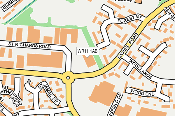 WR11 1AB map - OS OpenMap – Local (Ordnance Survey)