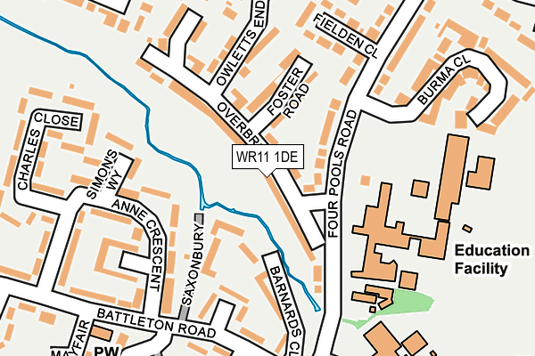 WR11 1DE map - OS OpenMap – Local (Ordnance Survey)