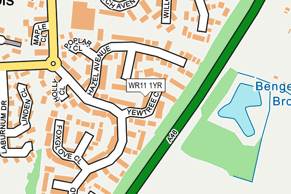 WR11 1YR map - OS OpenMap – Local (Ordnance Survey)