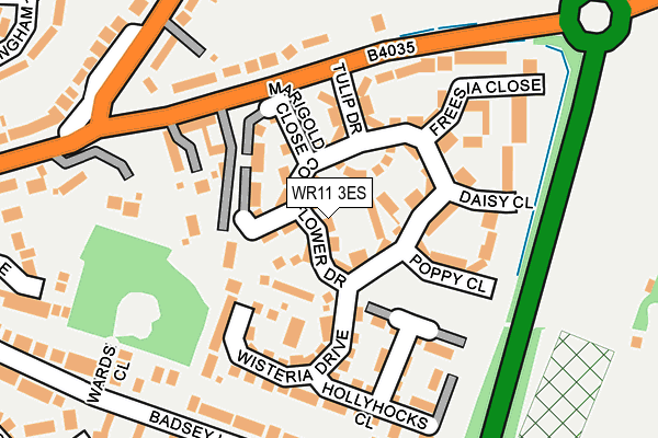 WR11 3ES map - OS OpenMap – Local (Ordnance Survey)