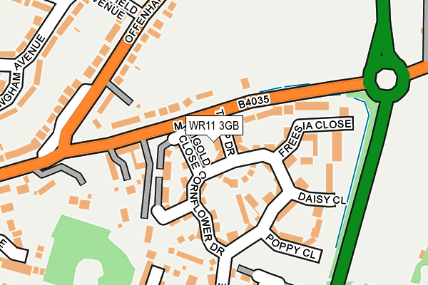 WR11 3GB map - OS OpenMap – Local (Ordnance Survey)
