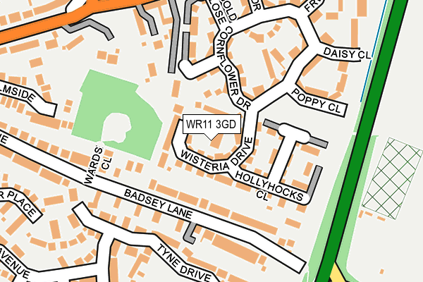 WR11 3GD map - OS OpenMap – Local (Ordnance Survey)