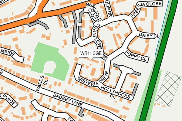 WR11 3GE map - OS OpenMap – Local (Ordnance Survey)