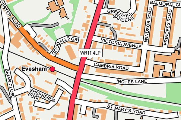 WR11 4LP map - OS OpenMap – Local (Ordnance Survey)