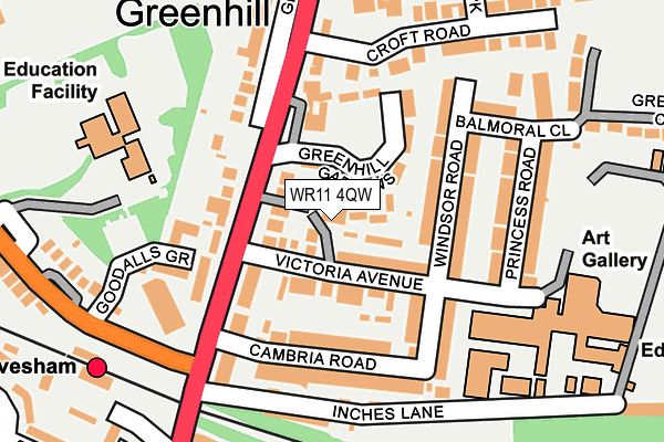 WR11 4QW map - OS OpenMap – Local (Ordnance Survey)