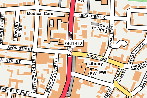 WR11 4YD map - OS OpenMap – Local (Ordnance Survey)