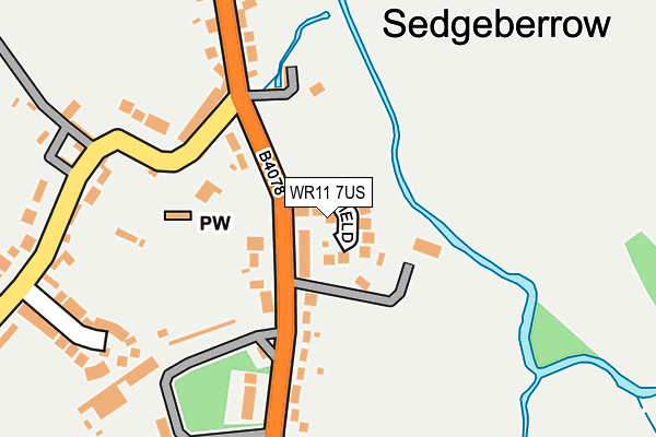 WR11 7US map - OS OpenMap – Local (Ordnance Survey)