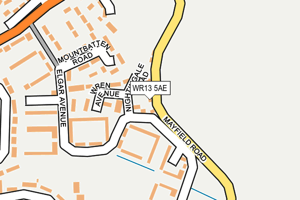 WR13 5AE map - OS OpenMap – Local (Ordnance Survey)