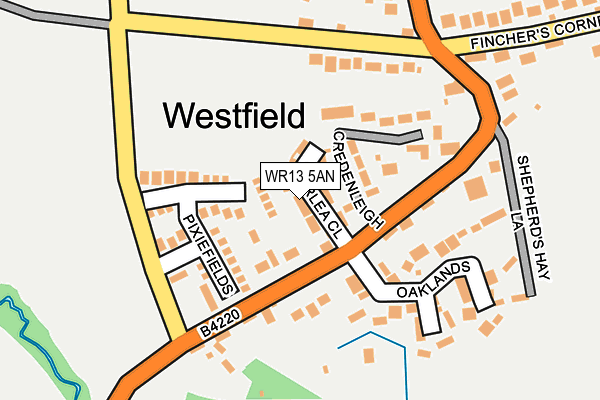 WR13 5AN map - OS OpenMap – Local (Ordnance Survey)