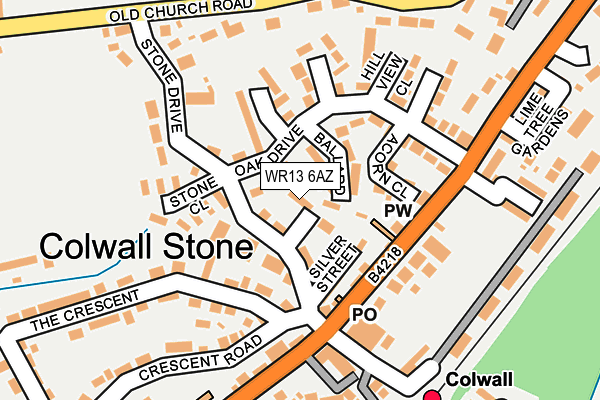 WR13 6AZ map - OS OpenMap – Local (Ordnance Survey)
