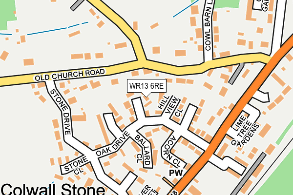 WR13 6RE map - OS OpenMap – Local (Ordnance Survey)
