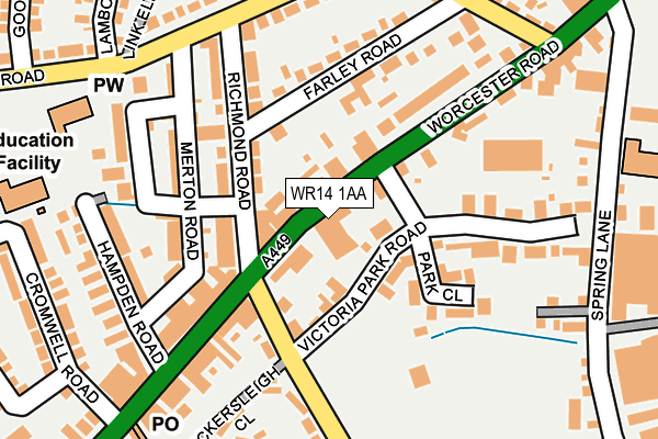 WR14 1AA map - OS OpenMap – Local (Ordnance Survey)