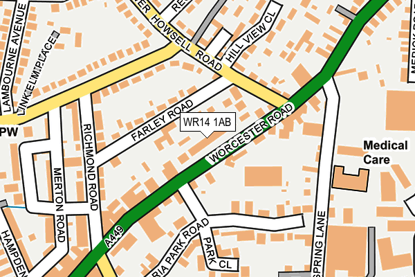 WR14 1AB map - OS OpenMap – Local (Ordnance Survey)