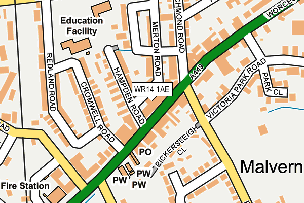 WR14 1AE map - OS OpenMap – Local (Ordnance Survey)