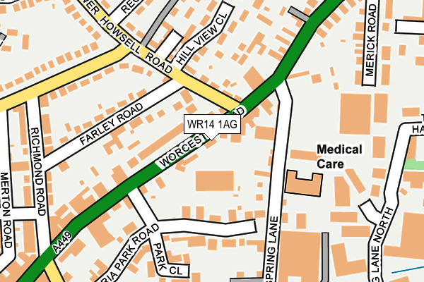 WR14 1AG map - OS OpenMap – Local (Ordnance Survey)