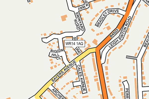 WR14 1AQ map - OS OpenMap – Local (Ordnance Survey)