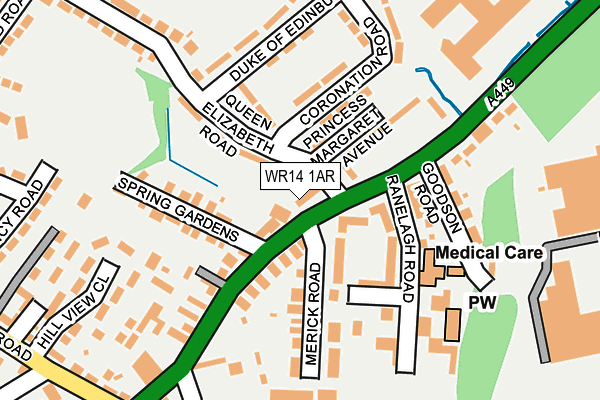 WR14 1AR map - OS OpenMap – Local (Ordnance Survey)