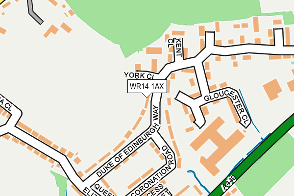 WR14 1AX map - OS OpenMap – Local (Ordnance Survey)
