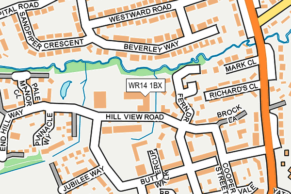 WR14 1BX map - OS OpenMap – Local (Ordnance Survey)