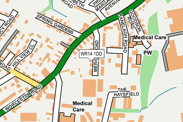 WR14 1DD map - OS OpenMap – Local (Ordnance Survey)
