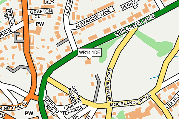 WR14 1DE map - OS OpenMap – Local (Ordnance Survey)