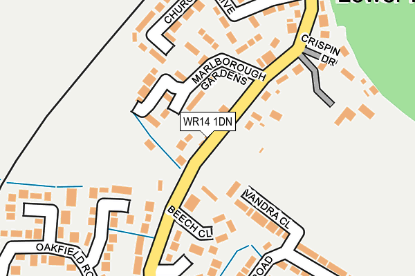WR14 1DN map - OS OpenMap – Local (Ordnance Survey)