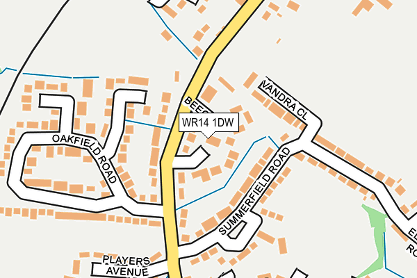 WR14 1DW map - OS OpenMap – Local (Ordnance Survey)