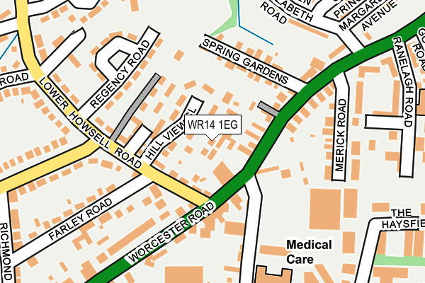 WR14 1EG map - OS OpenMap – Local (Ordnance Survey)