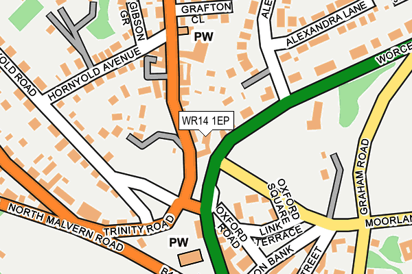 WR14 1EP map - OS OpenMap – Local (Ordnance Survey)